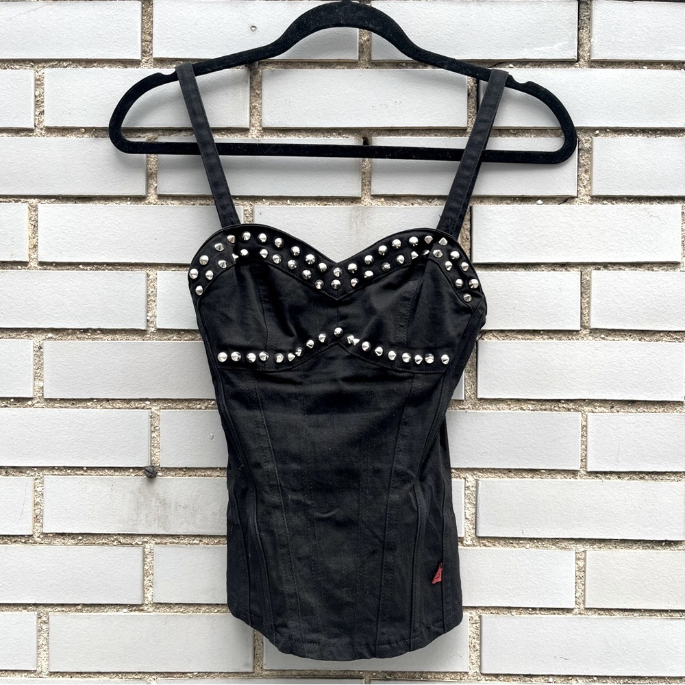 Royal Bones Corset-like black studded top, like new 🖤